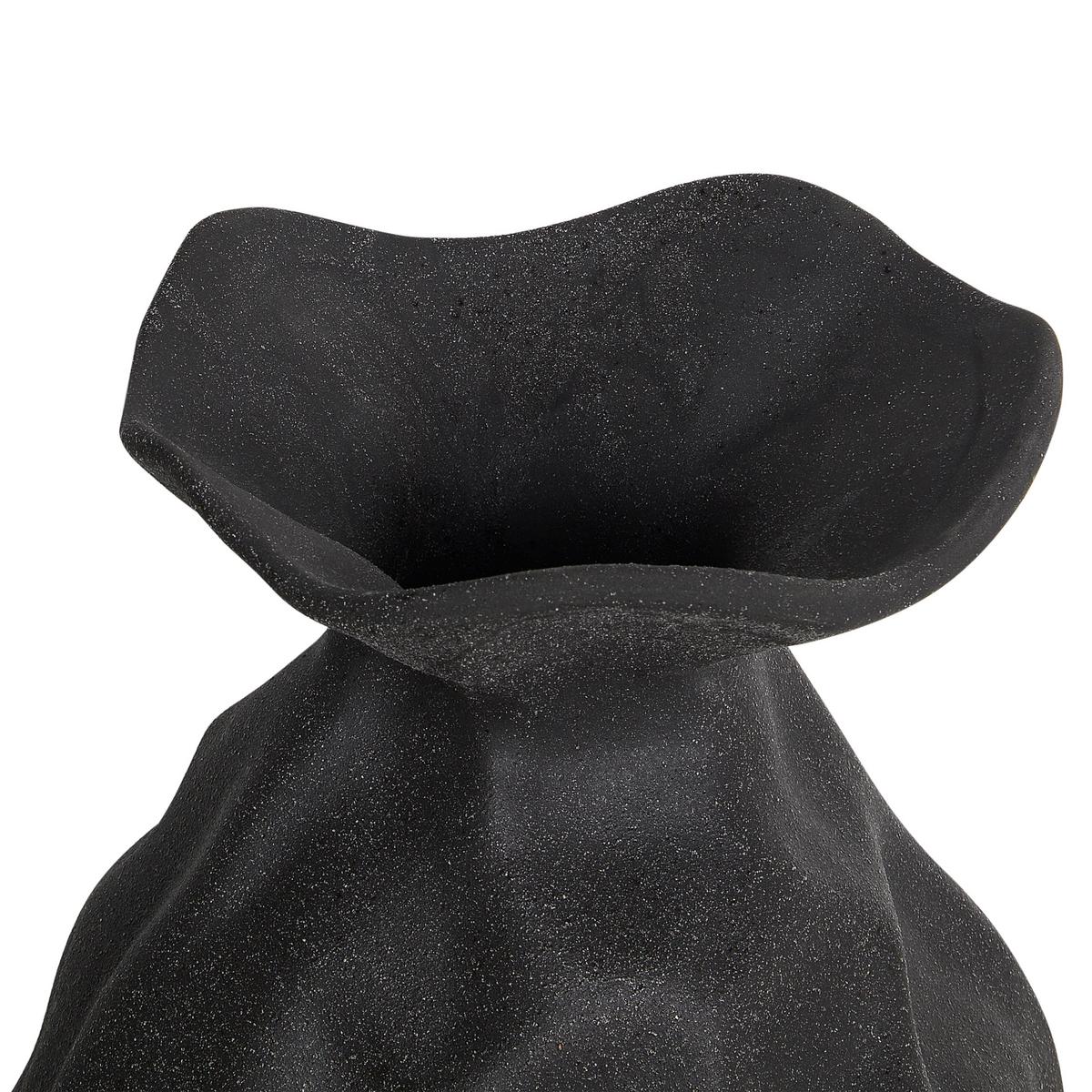 BLUMENVASE Steinzeug schwarz Coontail - Schwarz, Stein (31cm) - Beliani