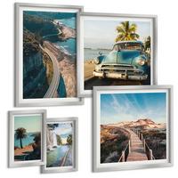 BILDER SET 5er Set - 50x50 cm & 20x30 cm & 40x60 cm Silberner Rahmen - Fuji-Torii-Bambuswald, Japan - Silberfarben, Kunststoff (40/60cm) - TULUP