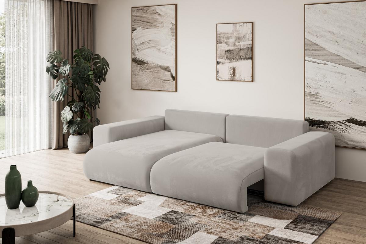 ECKSOFA Ottomane links ESKAR-L 266x176x72 Hellbraun Velours - Hellbraun/Schwarz, Holzwerkstoff/Kunststoff (266/176cm) - ALTDECOR