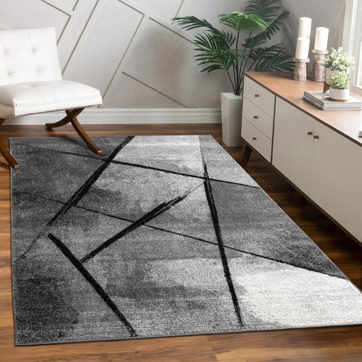 KURZFLORTEPPICH, abstrakt, Dunkelgrau, 120 x 170 cm - Dunkelgrau, Textil (120/170cm) - KADIMA DESIGN