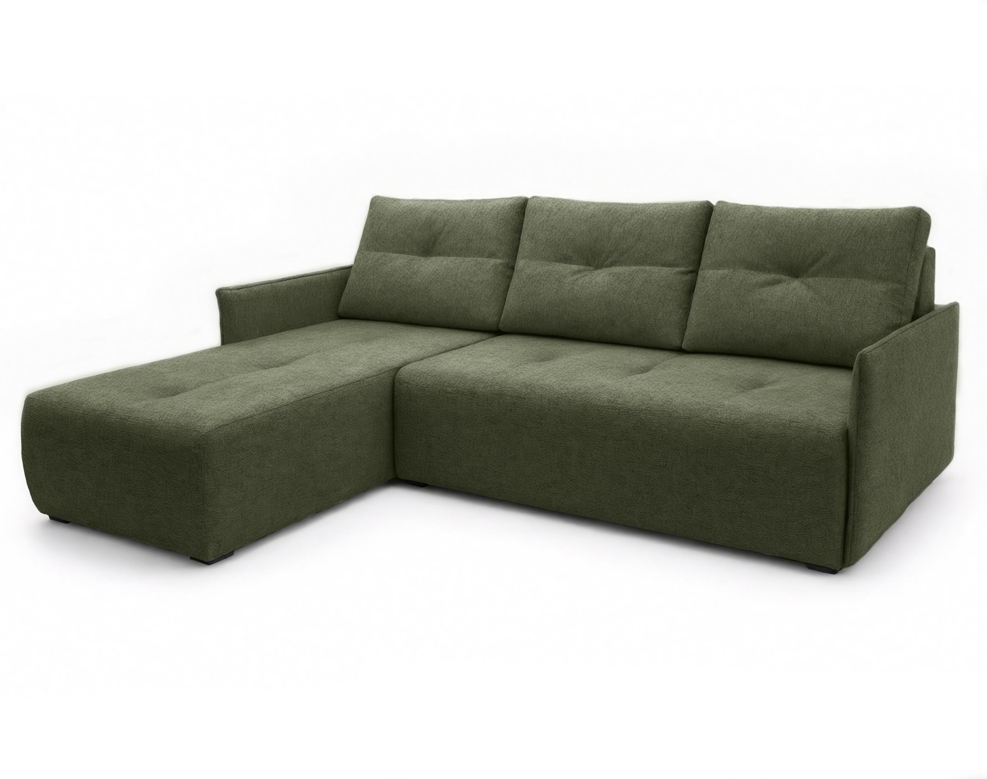 ECKSOFA L Form Damascus Grün 212/143/88 cm Links mit Schlaffunktion - Schwarz/Grün, Kunststoff/Textil (143/212cm) - AX Living