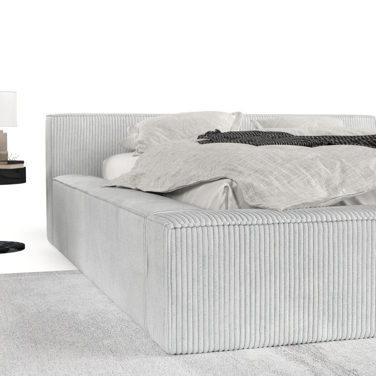 POLSTERBETT Casto mit Stauraum 140/200 cm Hellgrau im Poso Stoff - Hellgrau/Schwarz, Holz/Holzwerkstoff (140/200cm) - AltaBeds