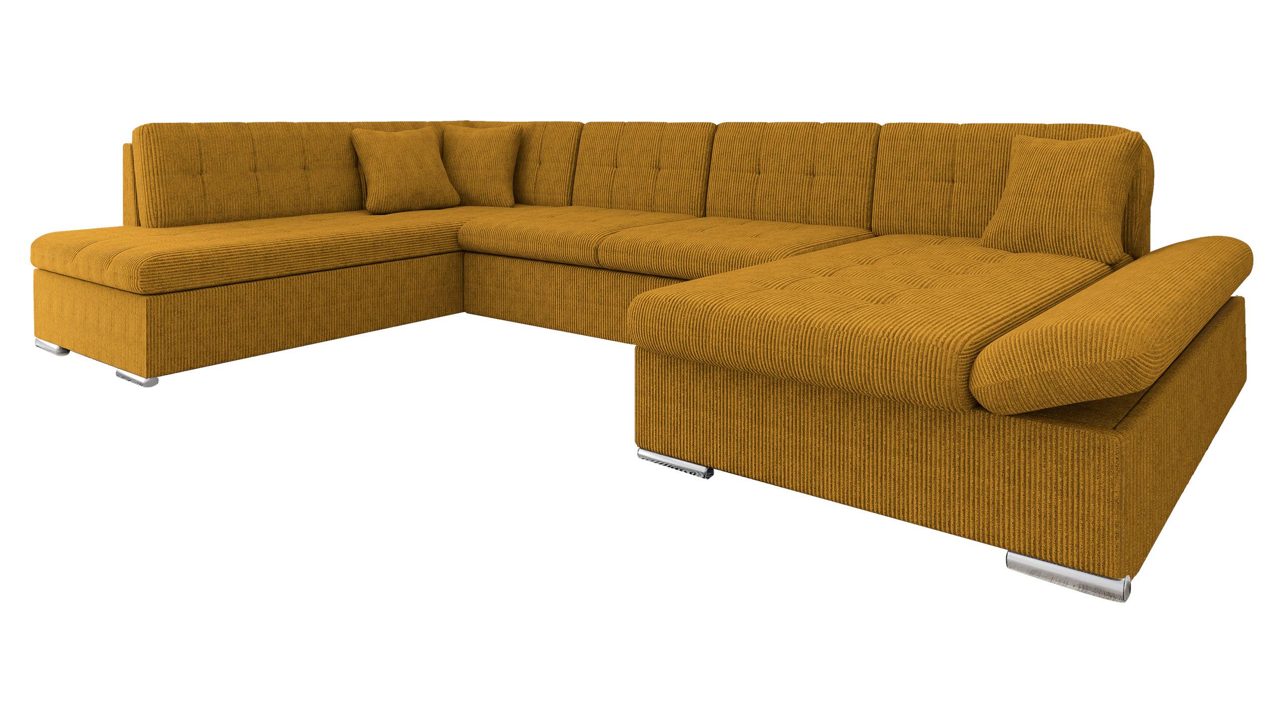 WOHNLANDSCHAFT Bergen Cord, Seite: Rechts - Silberfarben/Bronzefarben, Holz/Textil (345/76/205cm) - MIRJAN24