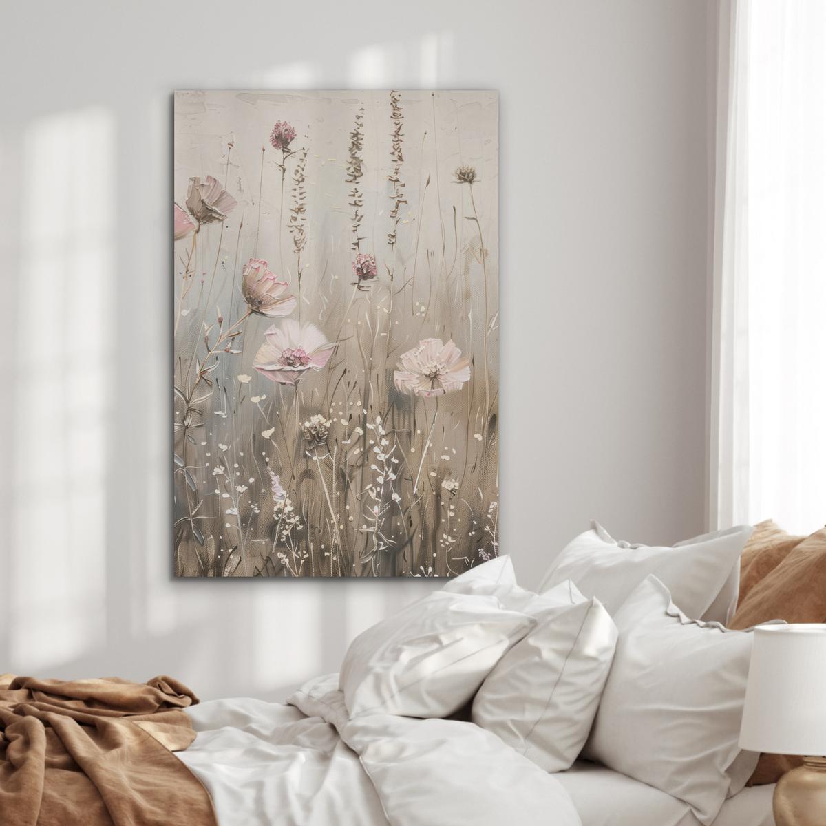 AKUSTIKBILD Blumen - Rosa - Modern - Beige Wanddeko 70x100 cm - Beige, Kunststoff (70/100/0.9cm) - MuchoWow