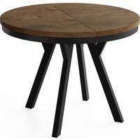ESSTISCH Vero Neo rund ausziehbar verlängerbar, Eiche Braun Rustikal 90-190/90/77 cm - Alteiche/Schwarz, Holz/Holzwerkstoff (90/190/77cm) - WFL GROUP