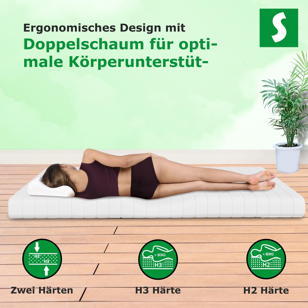 MATRATZENTOPPER 100x200 cm mit 11 cm Höhe & weißem Reißverschlussbezug - Weiß, Textil (100/200cm) - Schlaftroll