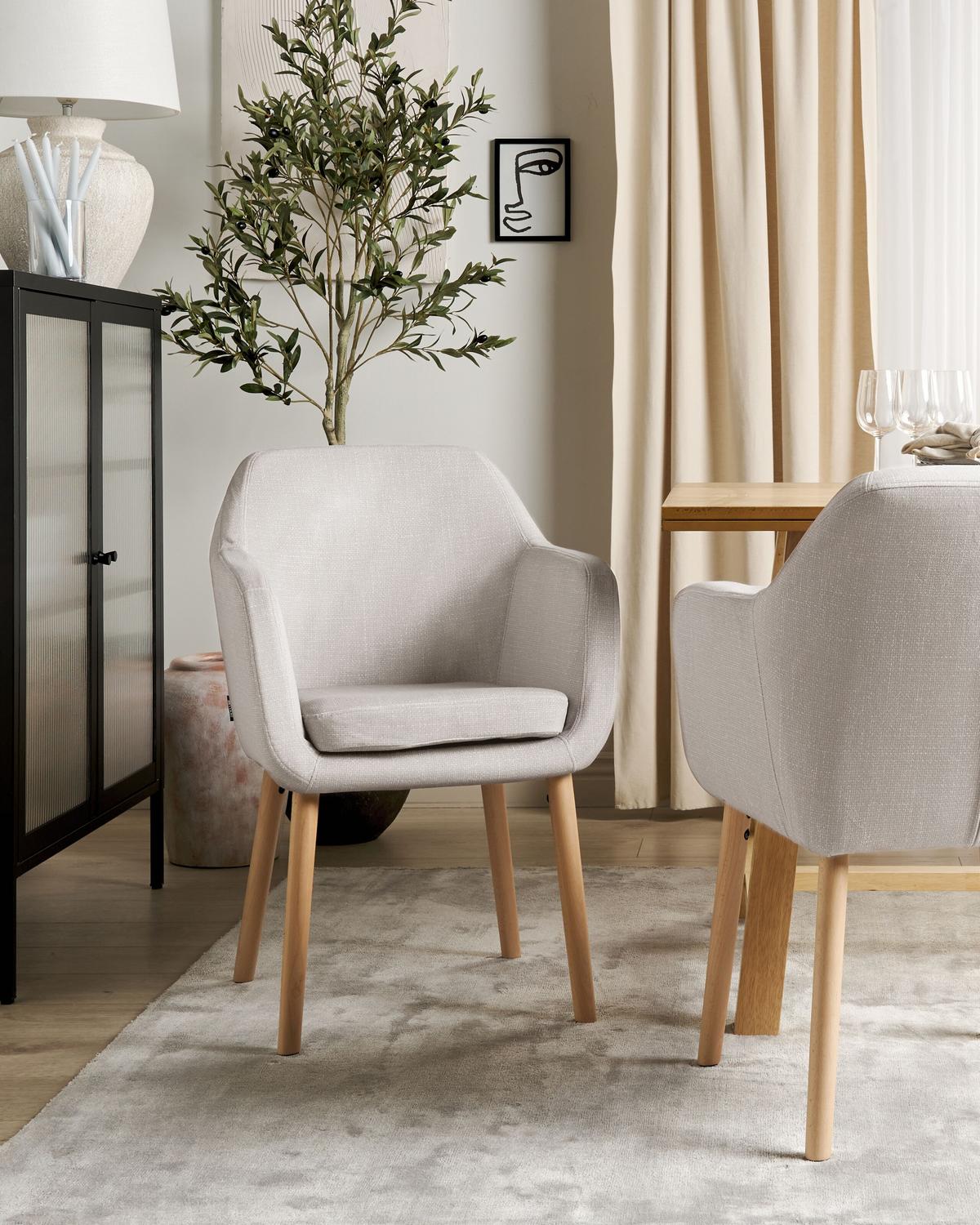 ESSZIMMERSTUHL Samtstoff taupe Yorkville II - Hellbraun/Beige, Textil (56/82/46cm) - Beliani