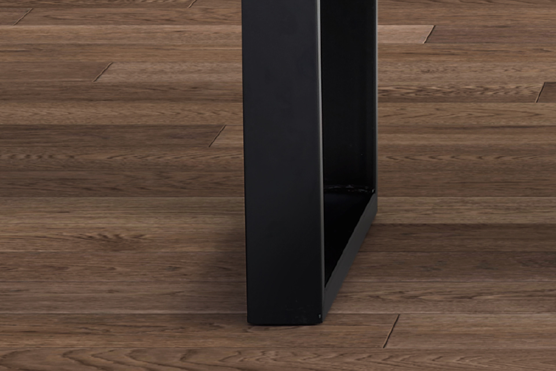 Esstisch Echtholz Eiche massiv Füße Eisen Metall U-Form schwarz 