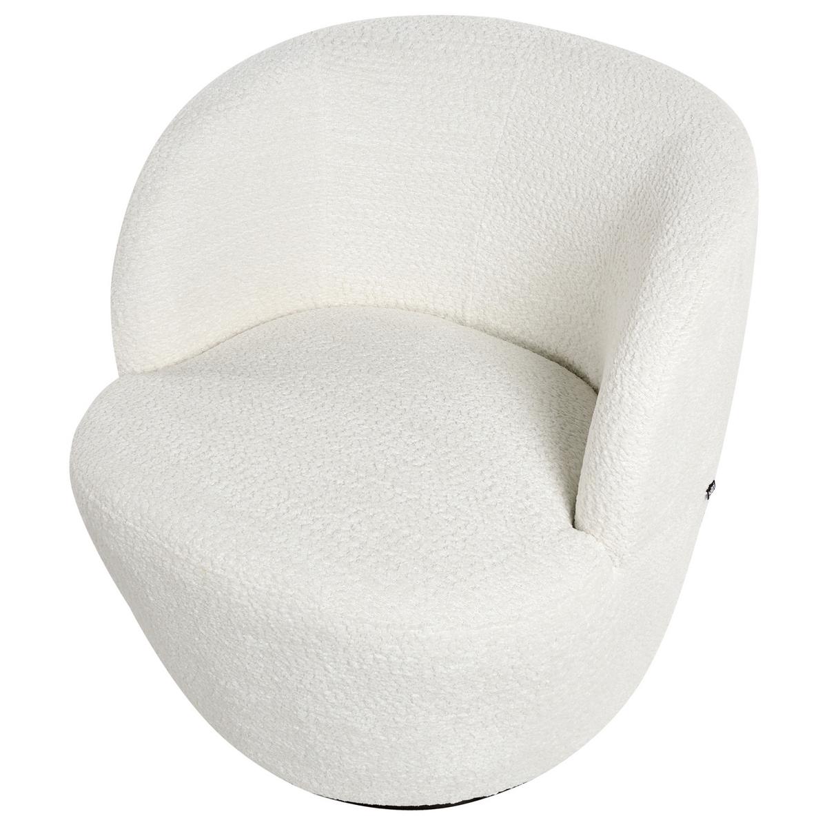 DREHSESSEL Chenillegewebe Cremeweiß Kuolpa - Weiß, Textil (67/69/75cm) - Beliani