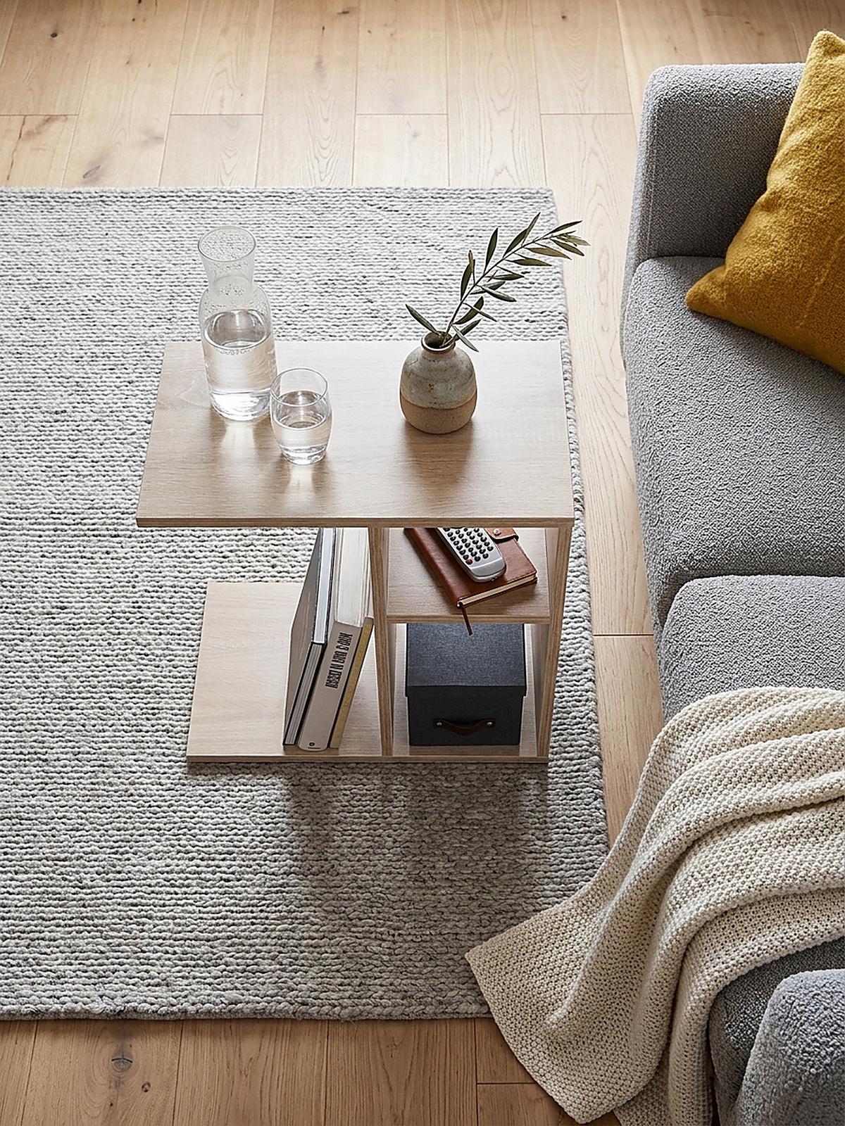 BEISTELLTISCH Holz Ablagefächer Kratzfest Wasserabweisend ITTER, Beige 50x30x50 cm - Beige, Holz (30/50/50cm) - KADIMA DESIGN