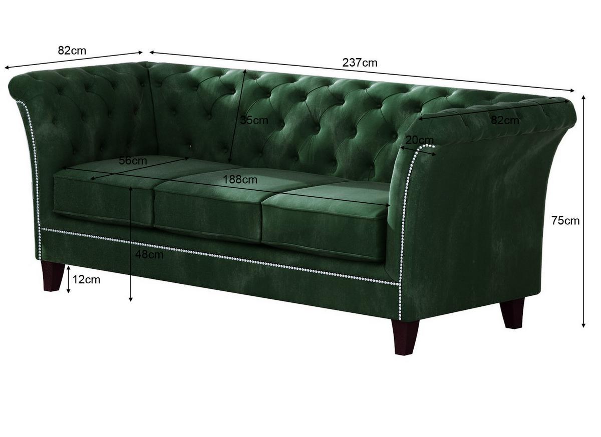 SITZGARNITUR 3+2+1 Chesterfield Fusion Grün Samt - Smaragdgrün/Braun, Holz/Textil (237/75/82cm) - S-Style Möbel