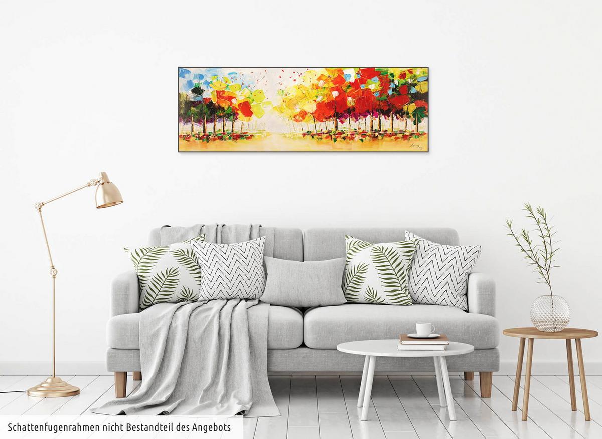 ÖLGEMÄLDE 150/50 cm - Blau/Gelb, Holz/Textil (150/50cm) - KUNSTLOFT