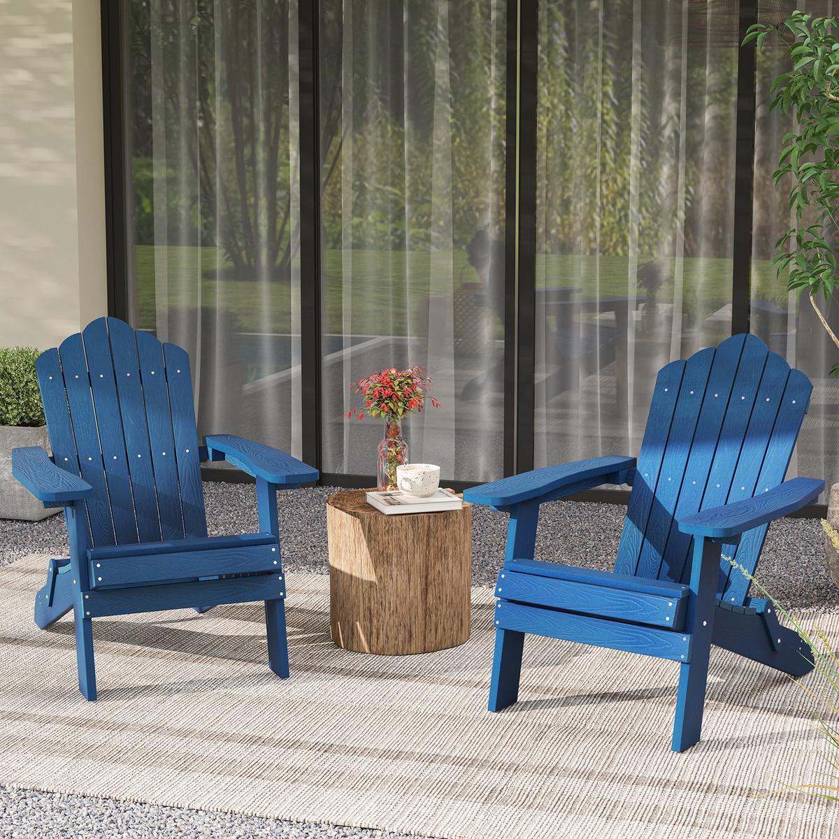 KLAPPSTUHL Marineblau - Dunkelblau, Metall (92/81/78cm) - COSTWAY