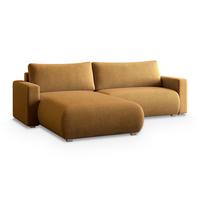 ECKSOFA TURIN P Gelb Kordstoff mit Schlaffunktion - Gelb/Grau, Holz/Kunststoff (265/183cm) - MASSENO