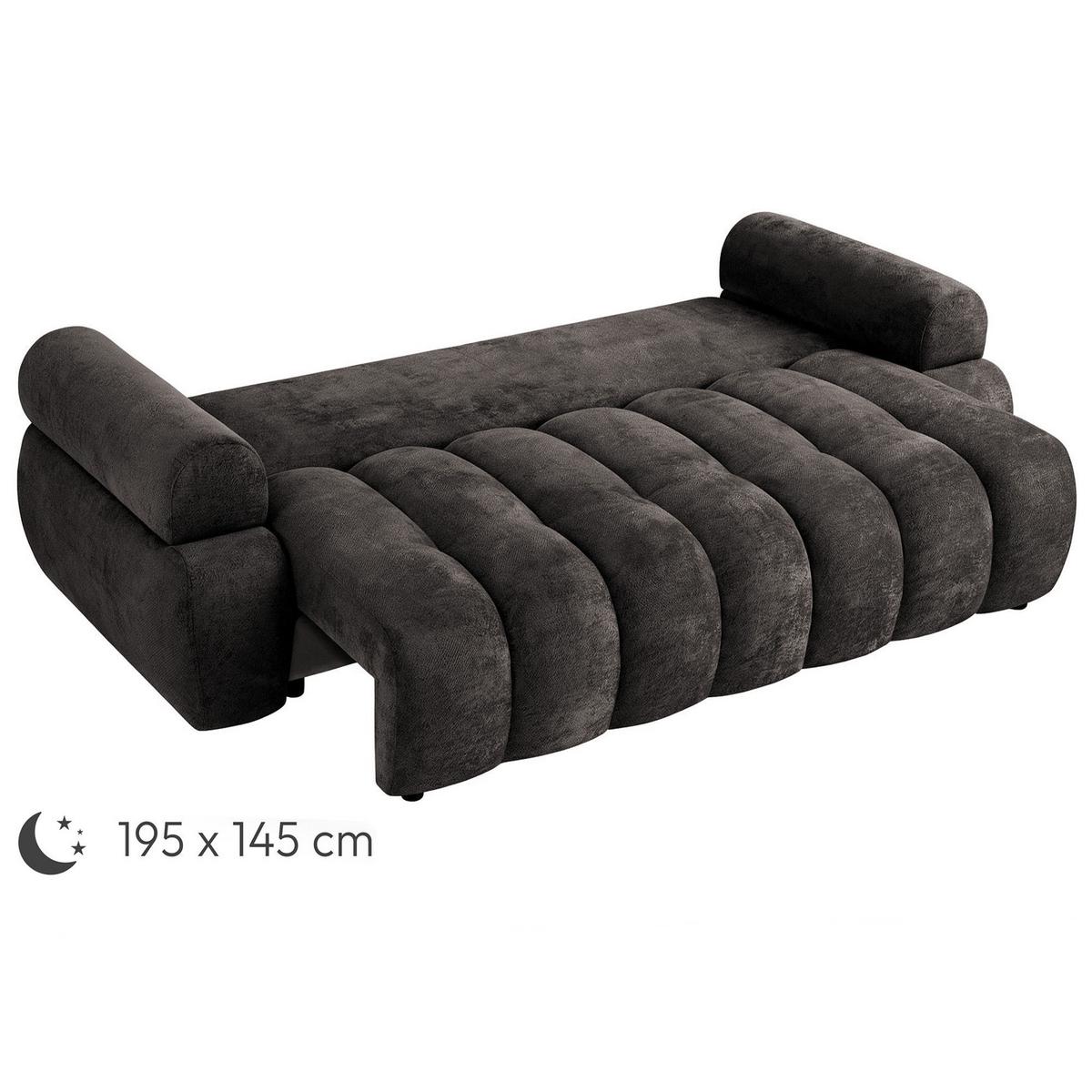 SCHLAFSOFA Mavi 3-Sitzer mit Schlaffunktion, Bettsofa Schlafcouch 195x145 cm, Braun - Braun, Textil (255/100/110cm) - Beautysofa