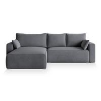 ECKSOFA FORIL Grau Velours-Stoff mit Schlaffunktion - Grau, Holz/Kunststoff (265/178cm) - MASSENO