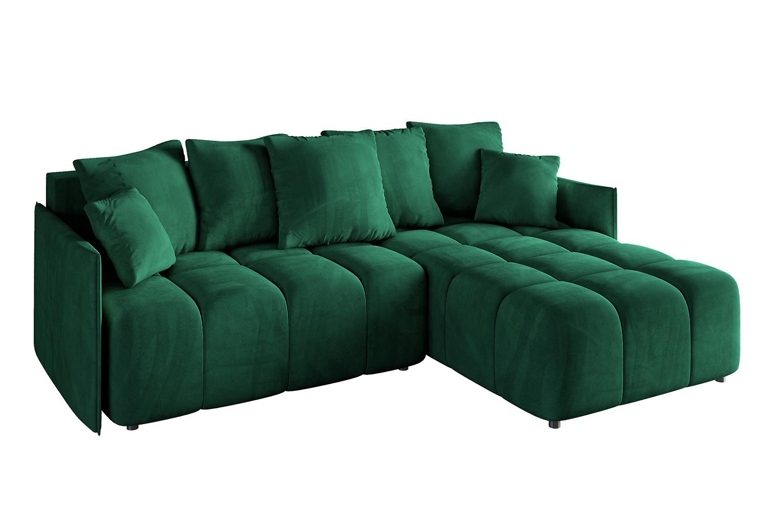 ECKSOFA Ottomane rechts LONLI-L 251x189x68 Dunkelgrün Velours - Dunkelgrün, Holzwerkstoff/Kunststoff (189/251cm) - ALTDECOR