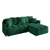 ECKSOFA Ottomane rechts LONLI-L 251x189x68 Dunkelgrün Velours - Dunkelgrün, Holzwerkstoff/Kunststoff (189/251cm) - ALTDECOR