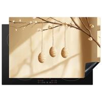 HERDABDECKPLATTE Beige - Osterkuchen - Eier Induktionsmatte 77x51 cm - Beige, Kunststoff (77/51/0.2cm) - MuchoWow