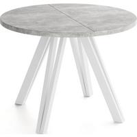 ESSTISCH Ravero runder ausziehbarer, Beton grau 100-140/100/77 cm - Hellgrau/Weiß, Holz/Holzwerkstoff (100/140/76.5cm) - WFL GROUP