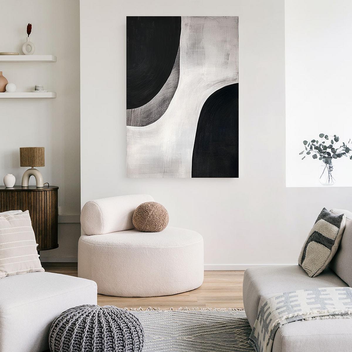 LEINWANDBILD Schwarz-Weiß-Abstraktion Minimalismus 40x60cm - Schwarz, Textil (40/60cm) - Feeby