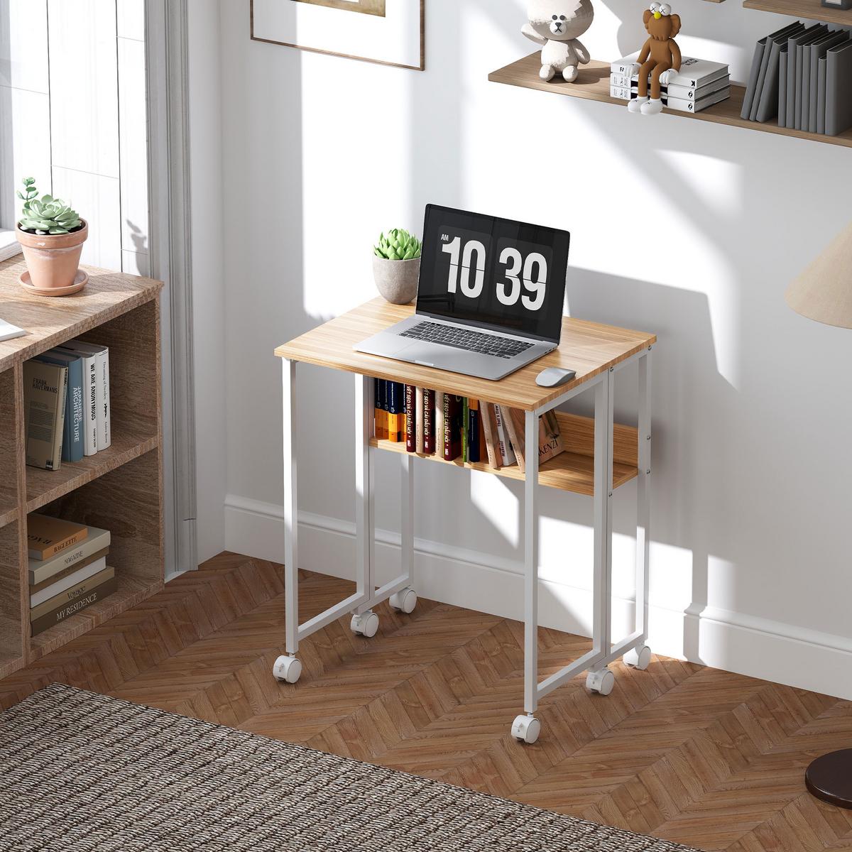 KLAPPBARER-SCHREIBTISCH MDF Stahl Naturholz - Naturfarben, Metall (63/50/75cm) - HOMCOM