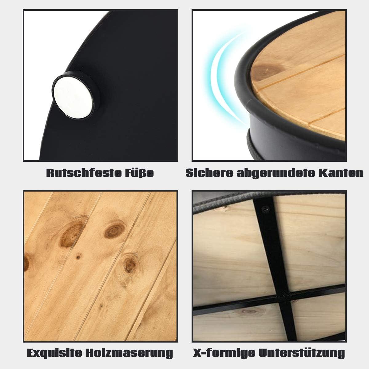 BEISTELLTISCH Industriell Schwarz - Schwarz, Metall (50/50/42cm) - COSTWAY