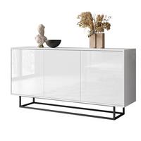 SIDEBOARD SANAYI auf schwarzem Gestell, Hochglanz Weiß - Weiß Hochglanz/Weiß, Holzwerkstoff (154/75/40cm) - Lookway