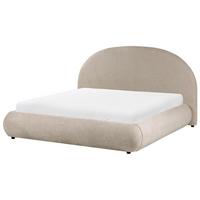 BETT mit Stauraum 160/200 cm Stoff Taupe Grasse - Taupe, Textil (160/200cm) - Beliani