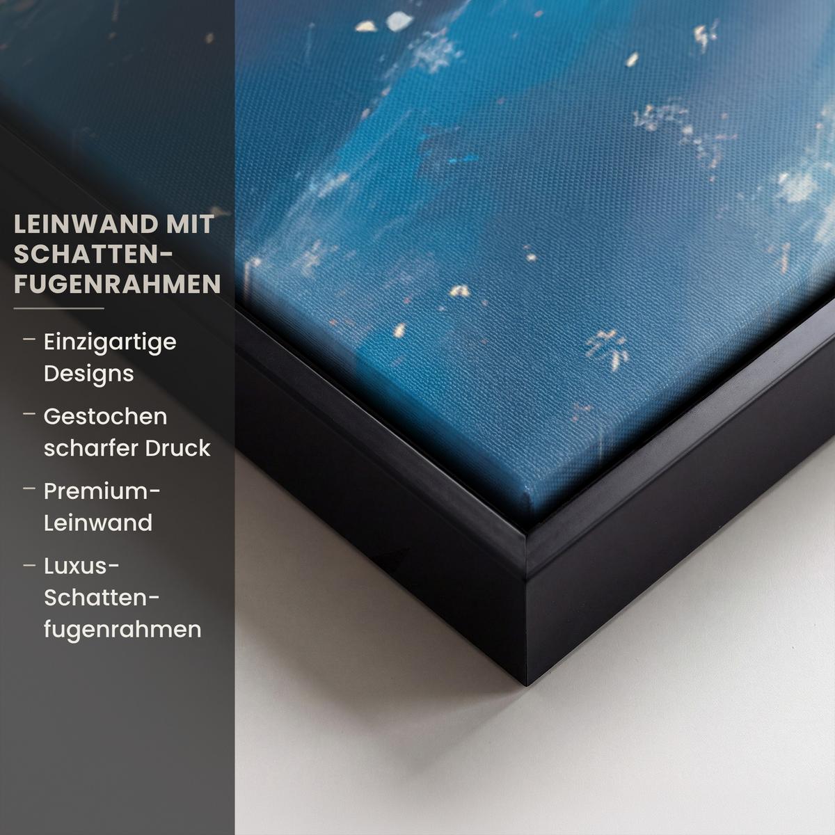 LEINWAND Bilder mit Rahmen - Weihnachtsmann - Rentier - Weihnachten - Schnee - 90x90 - Cognac, Textil (90/90cm) - MuchoWow