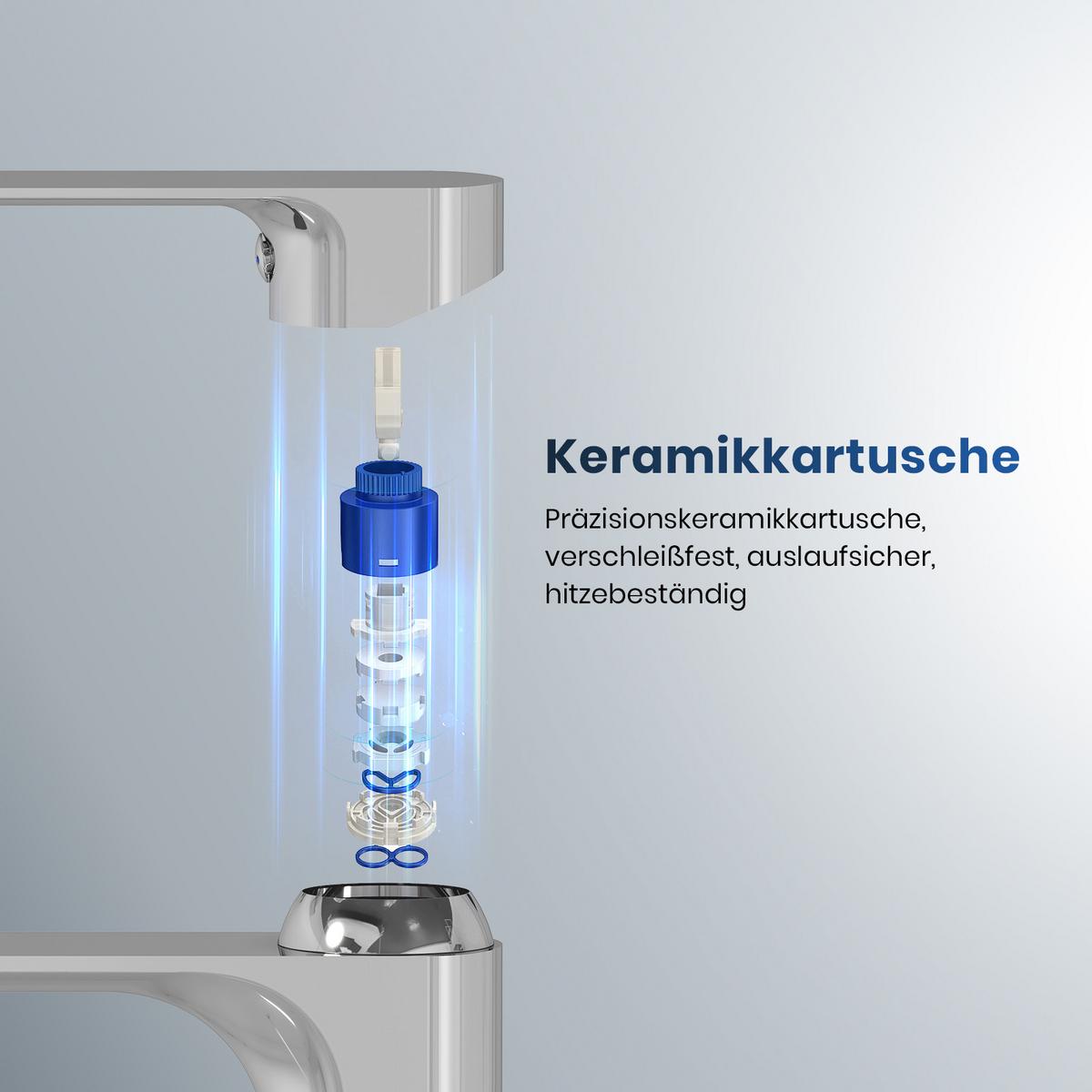WASCHTISCHARMATUR aus 4MS-Messing Verchromt 21,5 cm - Chromfarben, Metall (21.5/26.9/4.9cm) - EMKE