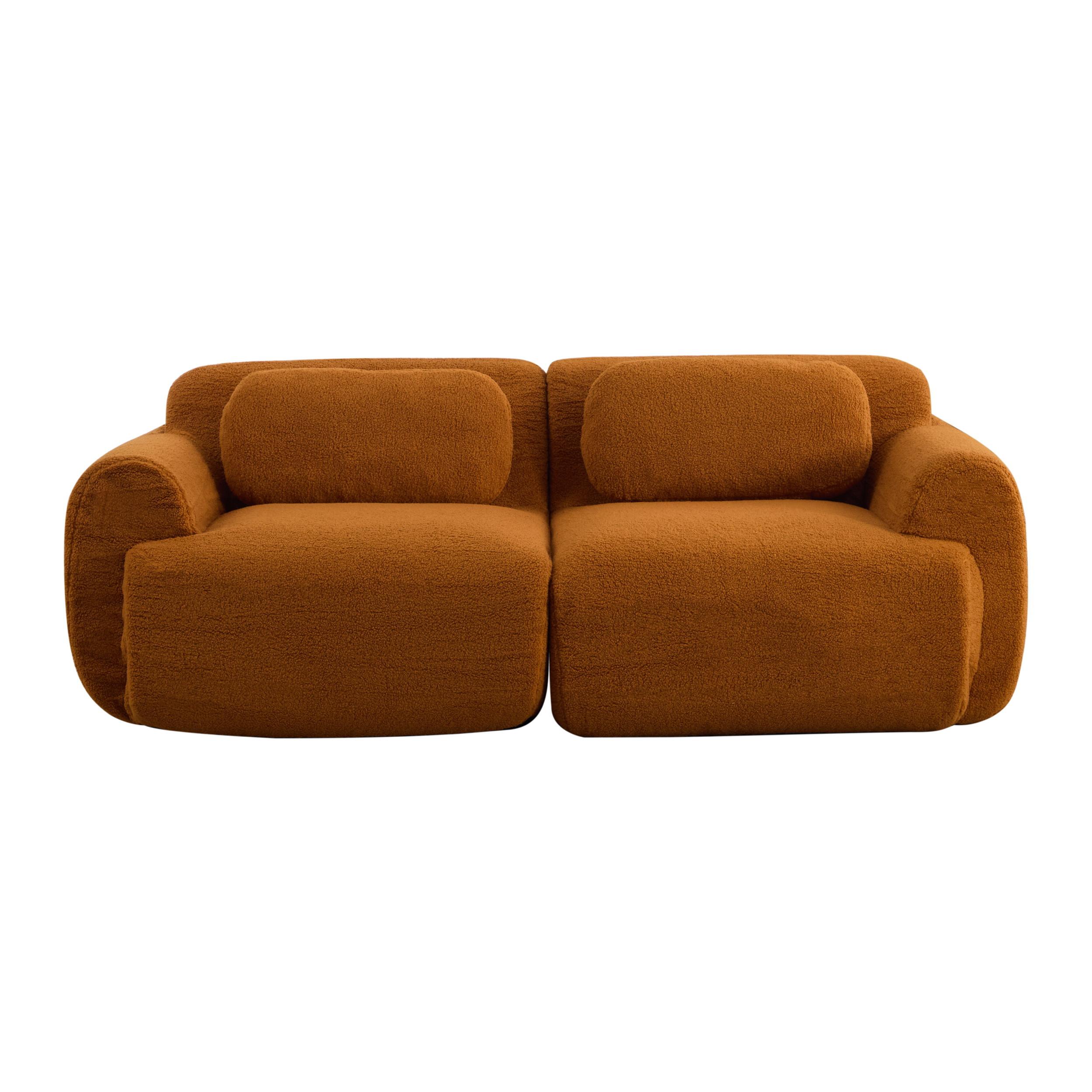 2-SITZER SOFA Modulares Chenille Kompressionssofa - Cognac, Textil (189/71/91cm) - Urban Meuble