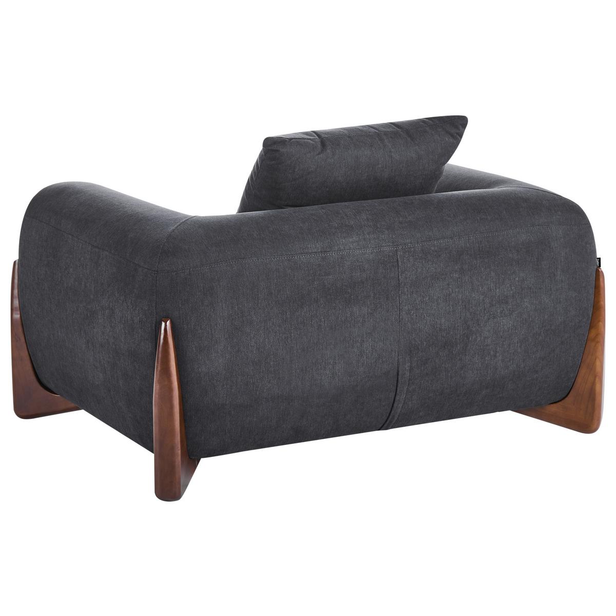 SESSEL Schwarz Vinliden - Schwarz/Braun, Holz/Textil (118/62/87cm) - Beliani