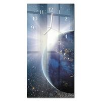 WANDUHR aus Glas 30x60 cm - Erde Weltall - Blau, Glas (30/60/0.4cm) - TULUP