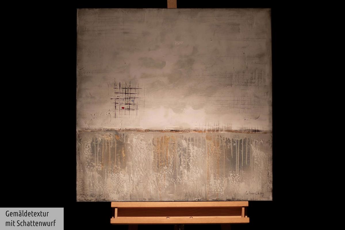 ACRYLBILD HANDGEMALT 80/80 cm - Beige/Grau, Holz/Textil (80/80cm) - KUNSTLOFT