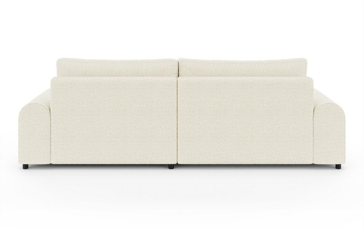 ECKSOFA mit Schlaffunktion, Bettkasten, extrabreite Ottomane links, abgerundete Armlehnen, B240/T145/H81 cm, Bezug Bouclé-Charakter Beige Creme/ 21028 - Beige/Creme, Kunststoff/Textil (240/145cm) - luma-home