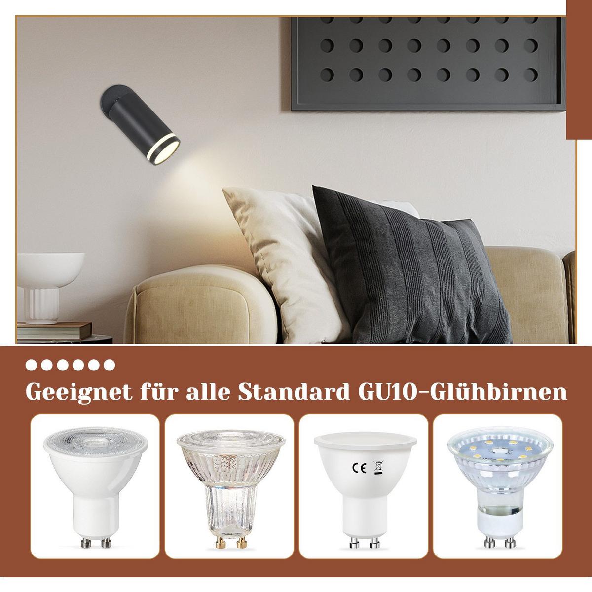 DECKENSTRAHLER Salzuflen 1-flammig 6/6/17 cm - Schwarz, Metall (6/6/17cm) - Nettlife