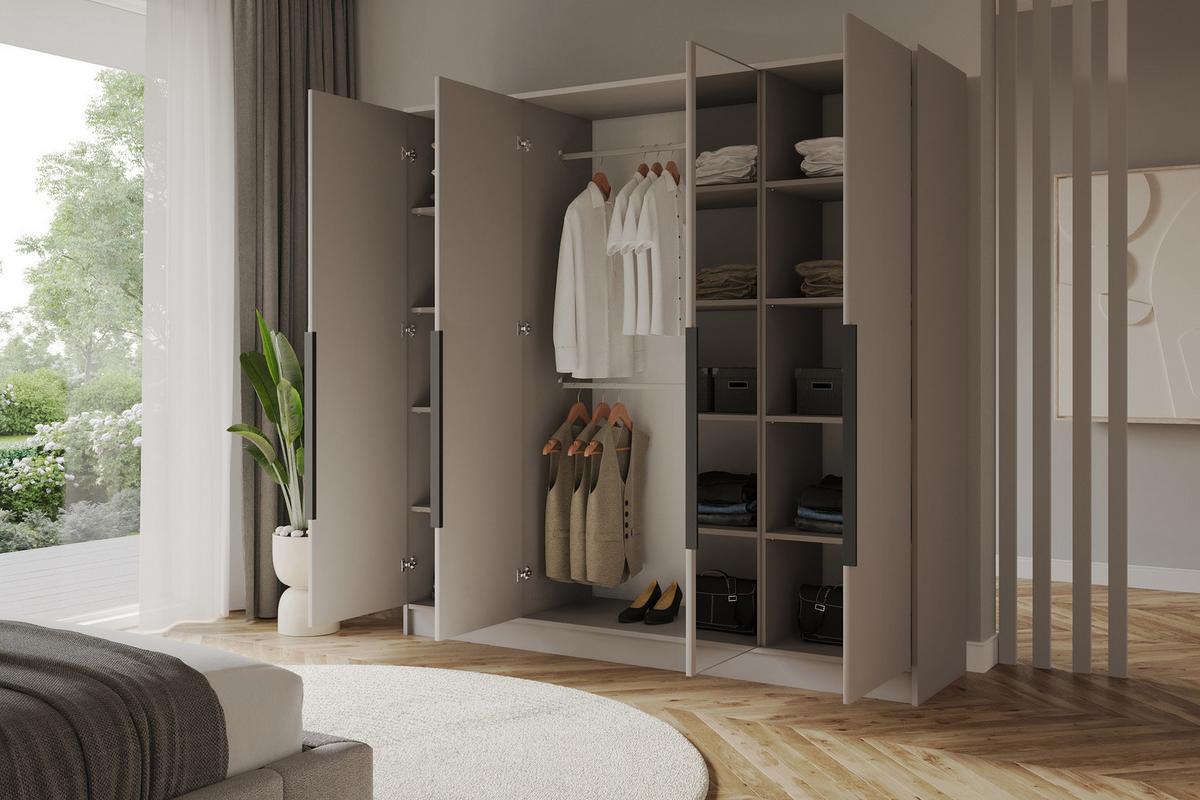 KLEIDERSCHRANK - LESE - 200 - Kaschmir - Kaschmir/Schwarz, Holzwerkstoff (200/200/51cm) - ALTDECOR