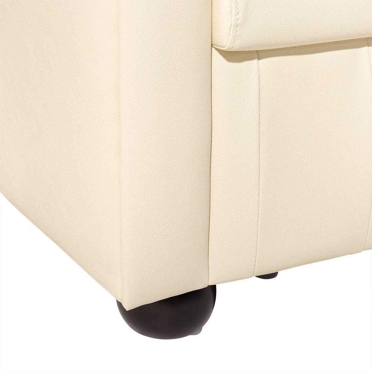 SESSEL Leder creme Chesterfield - Beige/Braun, Leder (108/70/80cm) - Beliani