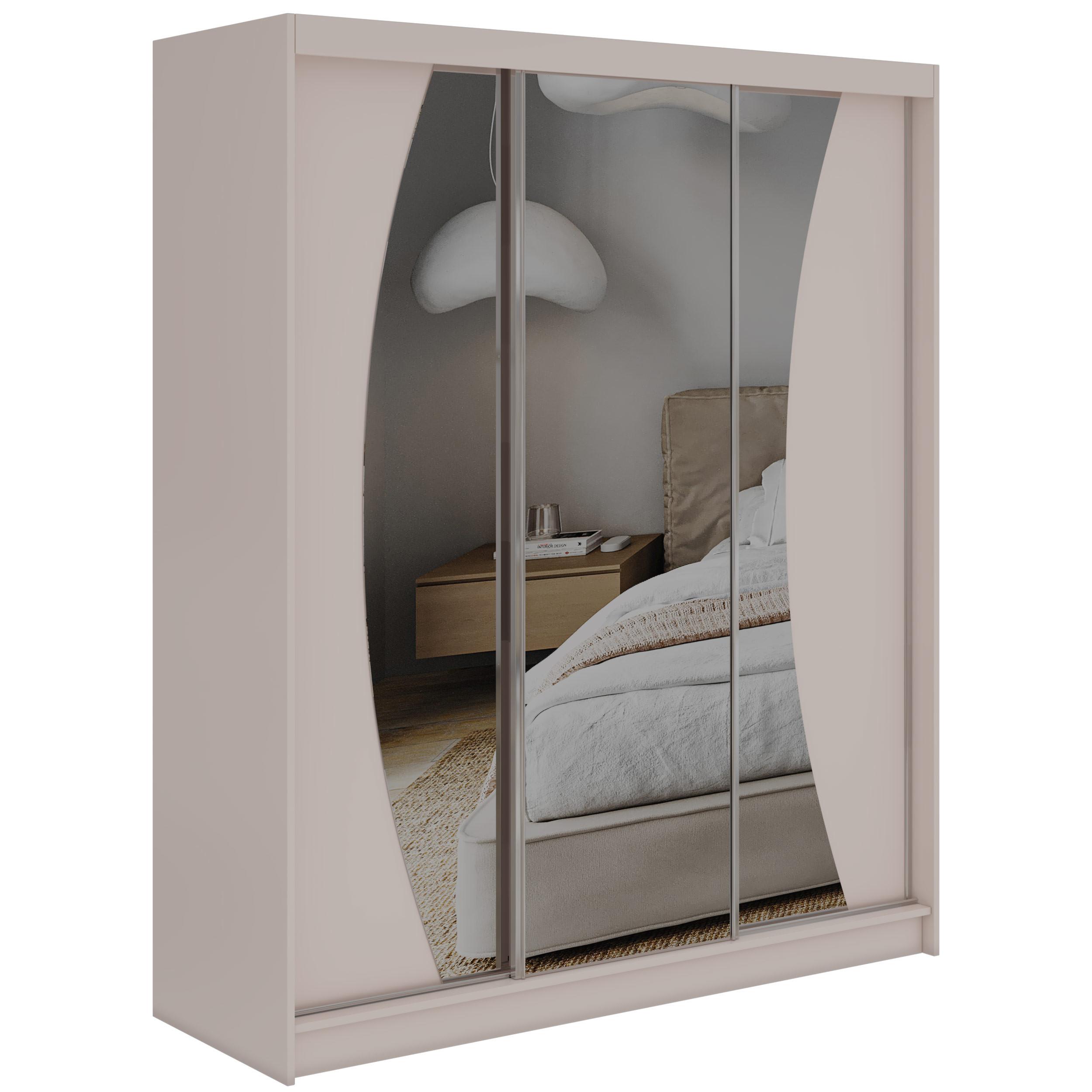 SCHWEBETÜRENSCHRANK mit Schubladen 180 - VERONA - Kaschmir mit Spiegel - Kaschmir/Alufarben, Holzwerkstoff/Metall (180/216/61cm) - MKS