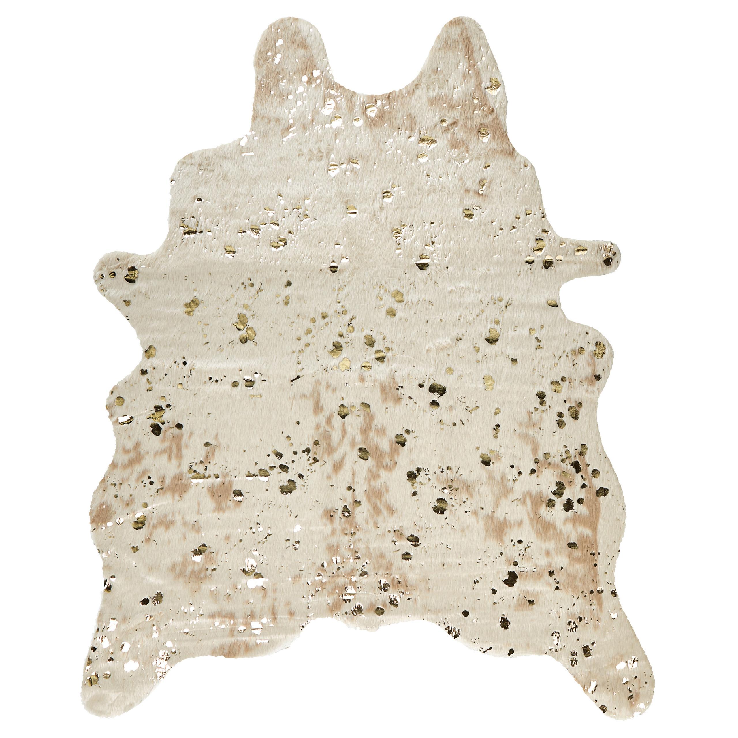 KUHFELL-TEPPICH Bogong Hellbeige 170/130 cm - Beige/Goldfarben, Textil (130/170cm) - Beliani