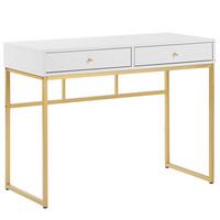 SCHREIBTISCH weiß/gold 100/48/79 cm Daphne - Weiß, Holzwerkstoff (48/100/79cm) - Beliani