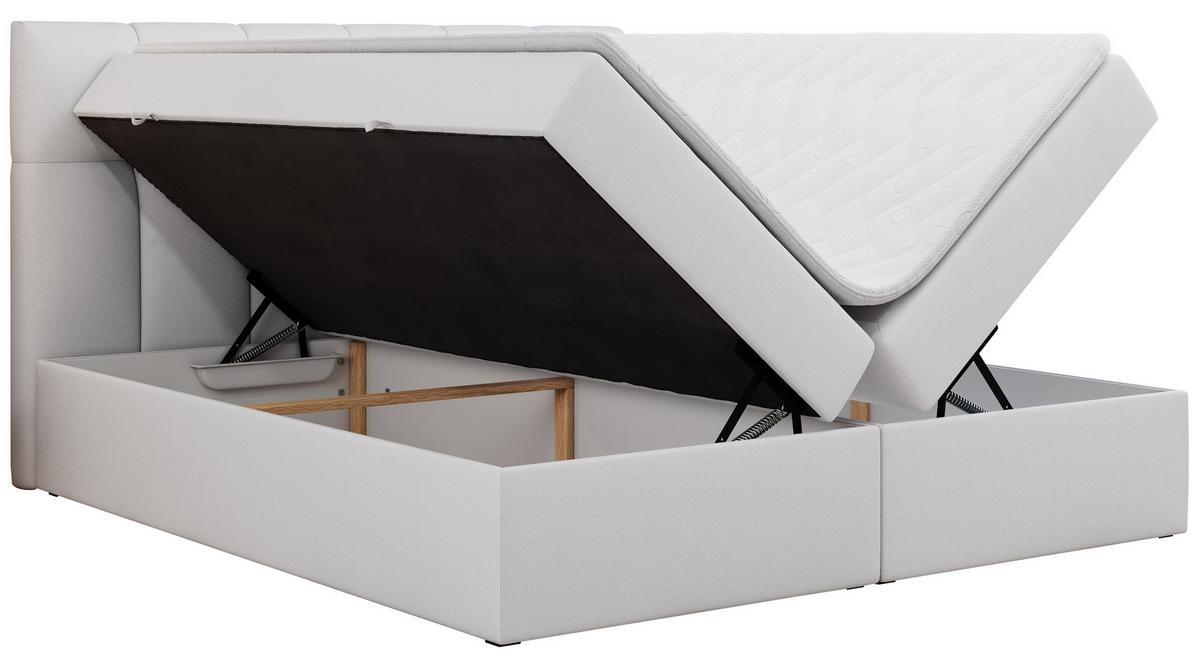 BOXBETT RICO 200/200 Weiß Kunstleder - H4 - Weiß, Holz/Textil (200/200cm) - MKS