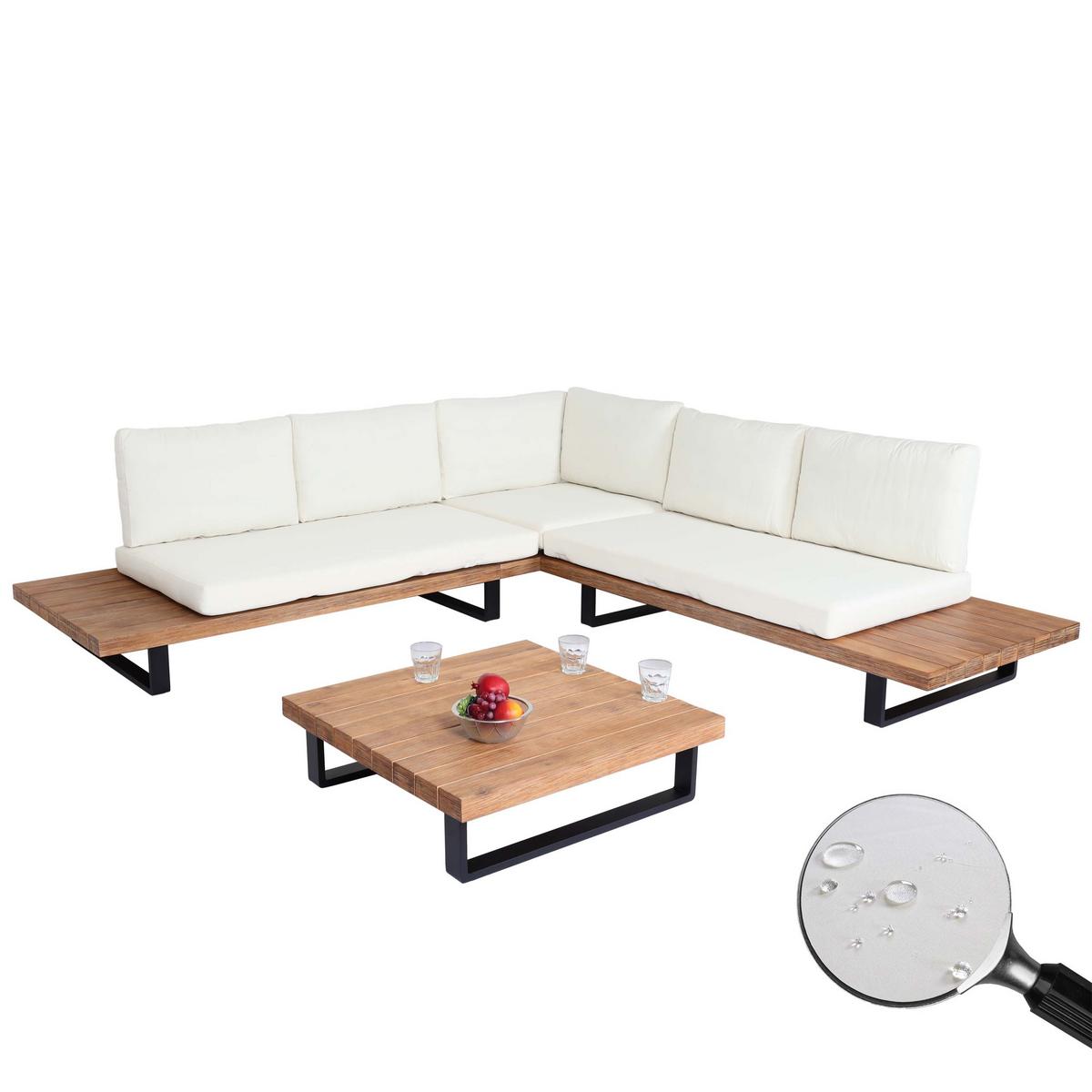 GARTEN-GARNITUR Schwarz, Braun, Cremeweiß - Schwarz/Braun, Holz - MCW