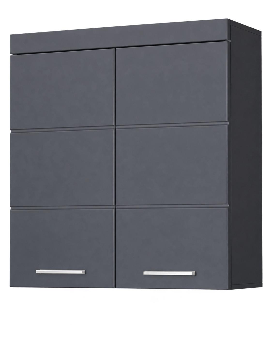 HÄNGESCHRANK grau Hochglanz 73 x 77 cm, Badschrank 2-türig hängend - Grau, Holzwerkstoff/Kunststoff (73/77/23cm) - Top.Furn