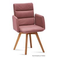 ARMLEHNSTUHL (8er-Set) Dodie 52x92x60 Eiche geölt/Rosewood - Eichefarben/Dunkelrosa, Kunststoff (60/92/52cm) - 58aufmkessel