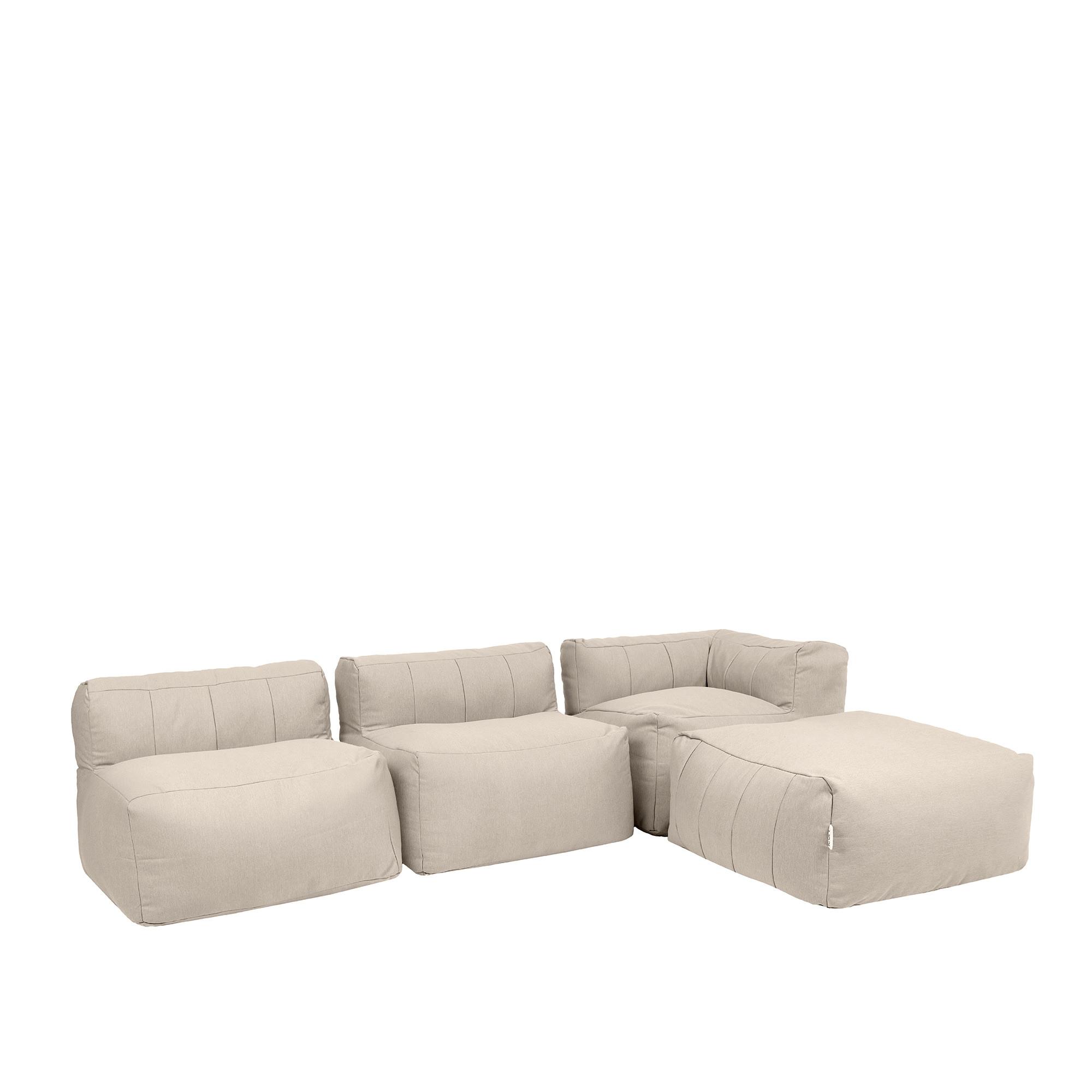 SITZSACK-SOFA Outdoor 4-tlg.: Ecksessel, 2 Sessel, Fußstütze - Beige, Textil (365/68/100cm) - icon