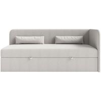 JUGENDBETT Calmmo Hellgrau mit Chenille-Bezug, Kopfteil rechts - Hellgrau, Textil (90/200cm) - Selsey