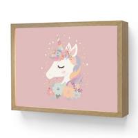 NACHTTISCHLAMPE MIT AKKU Einhorn - Rosa - Blumen 40x30 cm - Rosa, Holzwerkstoff (8/40/30cm) - OnlyWow