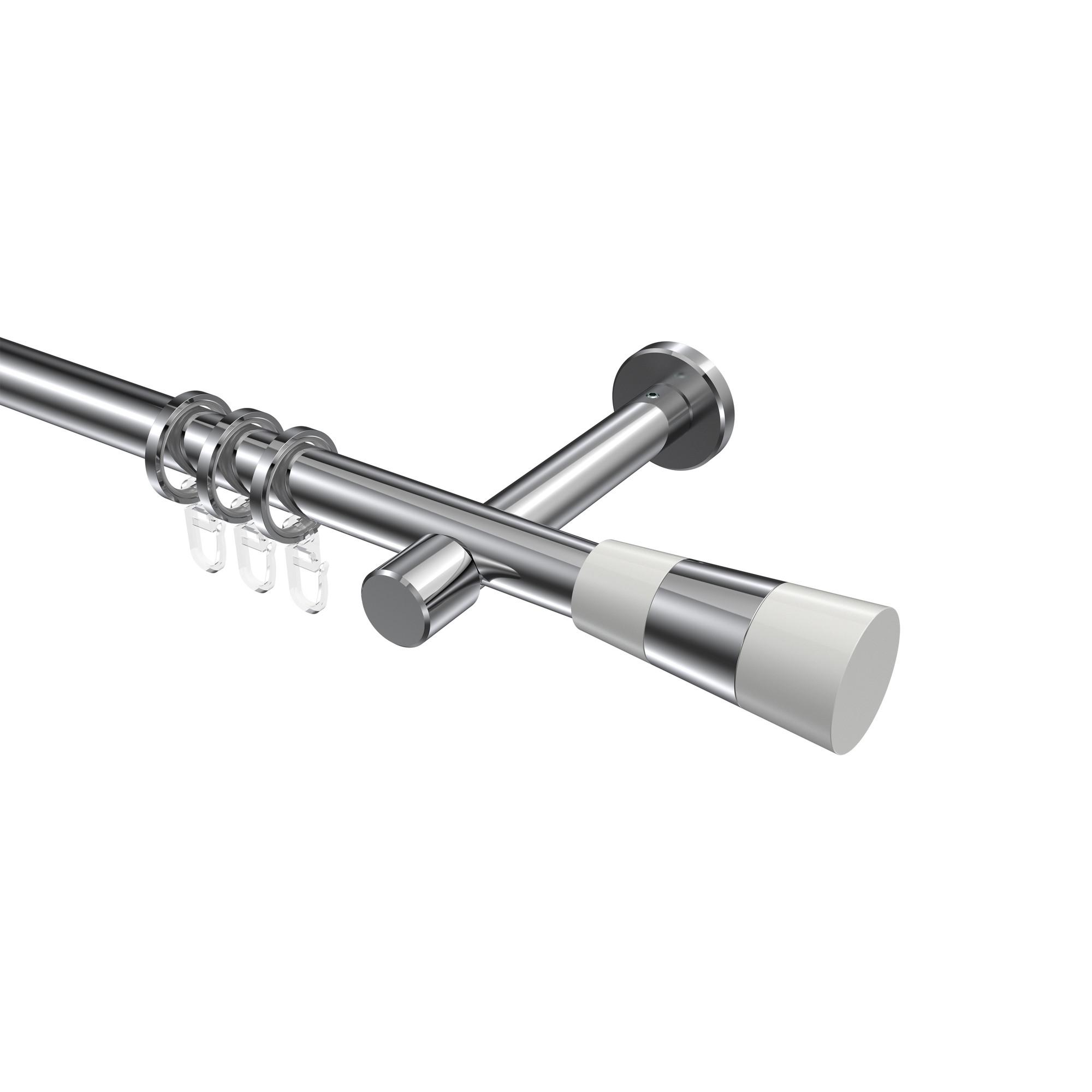 GARDINENSTANGE Prestige Tanara 400 cm (geteilt in 2 x 200 cm), 1-läufig, 20 mm Ø Chrom - Chromfarben/Weiß, Metall (400cm) - INTERDECO